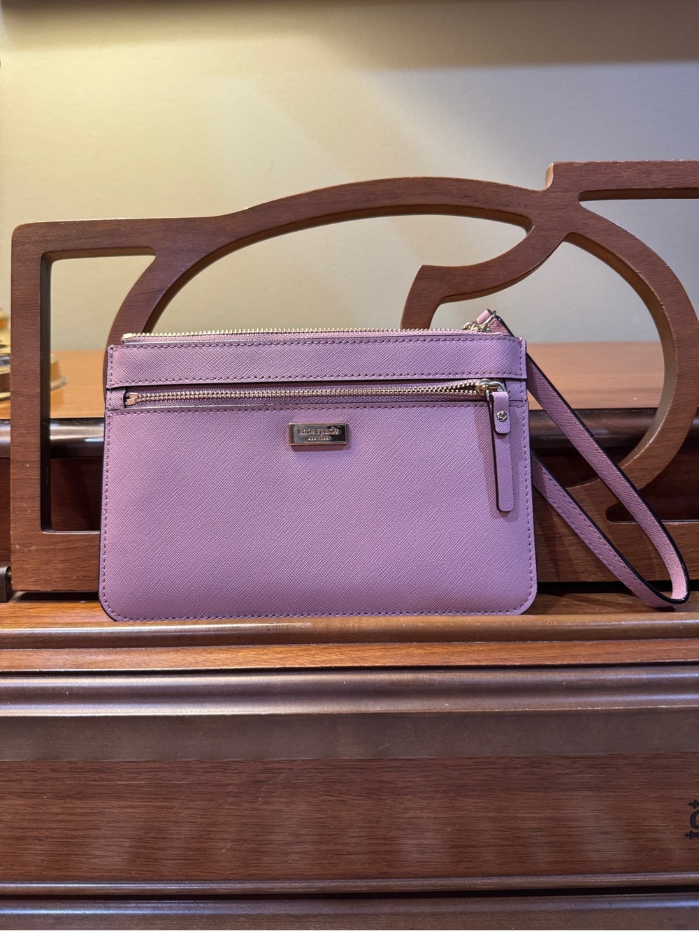Kate Spade Mauve/Lilac Saffiano Leather Wristlet Clutch
